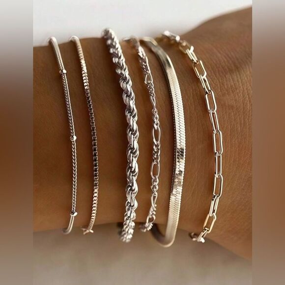 Elegant Silver Chain Bracelet Q63 - Picture 4 of 5